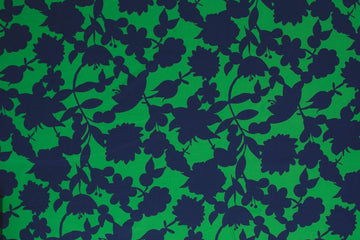 B-Ware 52 cm Viskose Webware, "Happy Flowers", grün